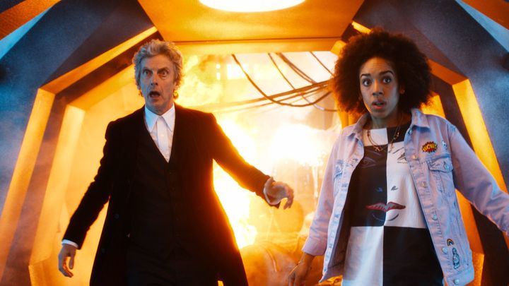 Pearl Mackie in action with the Doctor (Peter Capaldi)