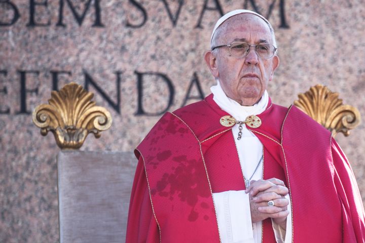 Pope Francis prayed for victims of the blasts during a Palm Sunday Mass.