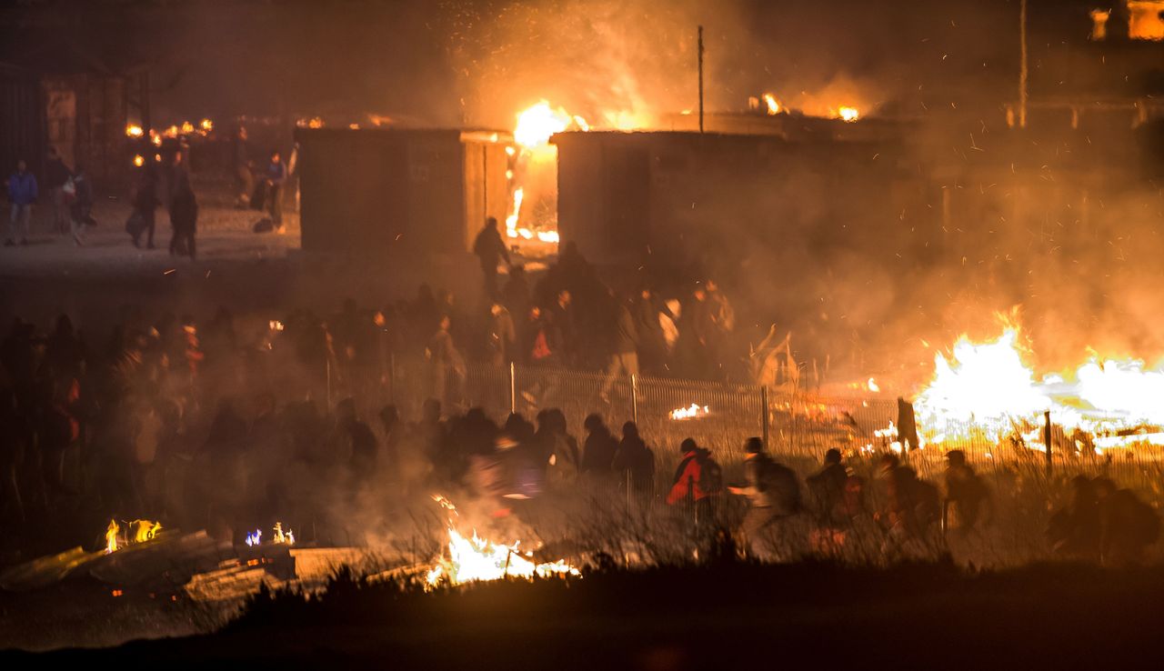 A fight broke out in the camp hours before the blaze began