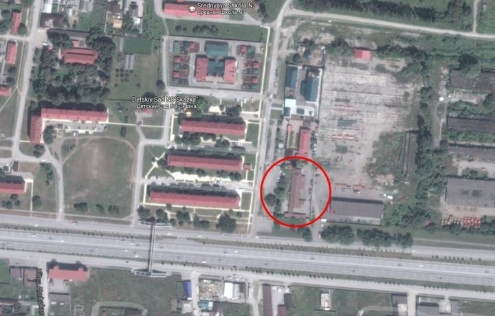 A satellite image of the alleged camp in the town of Argun.