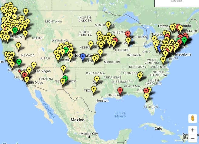 <p>http://cis.org/Sanctuary-Cities-Map</p>