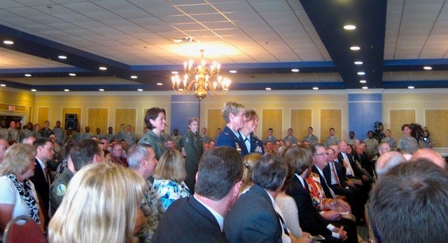 The 5 outstanding female officers mention in this post who were recognised by Lt. Gen. Bill Rew at his retirement ceremony on May 22, 20!3. BG(S) Fisher-Goodwin is in the center.