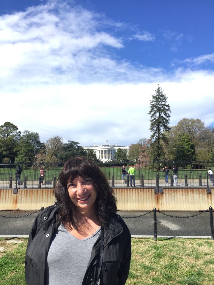 The author outside the White House on her most recent vacation.