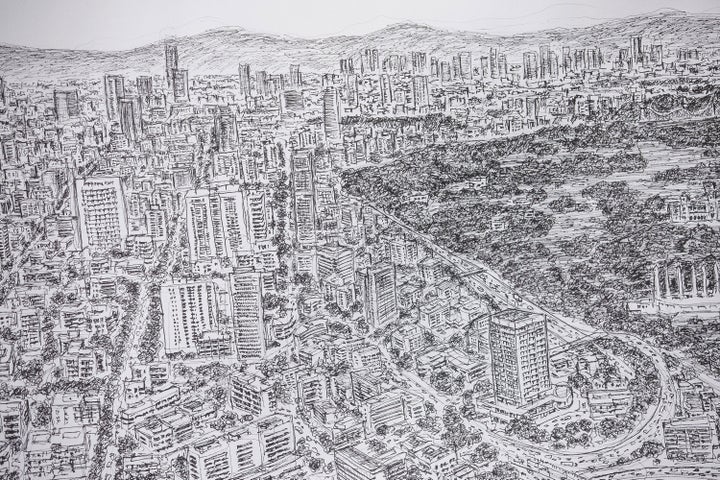 Wiltshire drew a panoramic sketch of Mexico City last October.