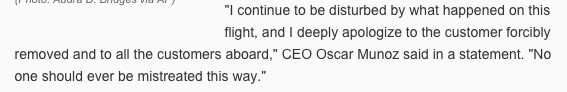United Airline’s CEO apologized.