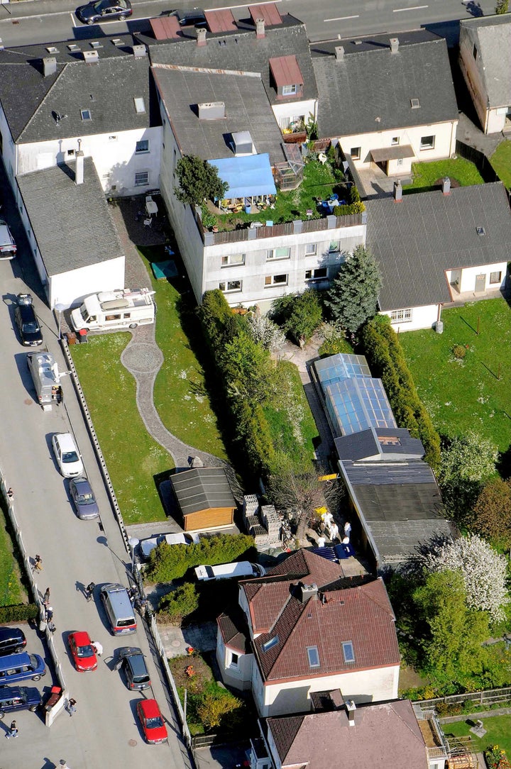 An aerial view of the house in Amstetten where Fritzl imprisoned his daughter and her children underground for 24 years