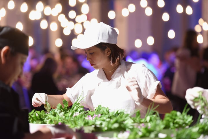 Chef Angela Dimayuga attends The (RED) Supper hosted by Mario Batali with Anthony Bourdain on June 2, 2016 in New York City.