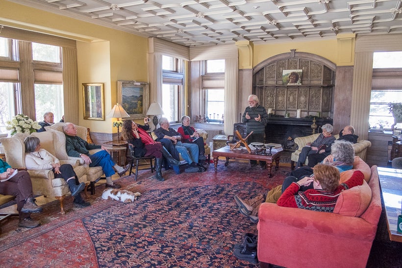 Albert Levis, M.D. giving a talk in the family run Vermont Inn.