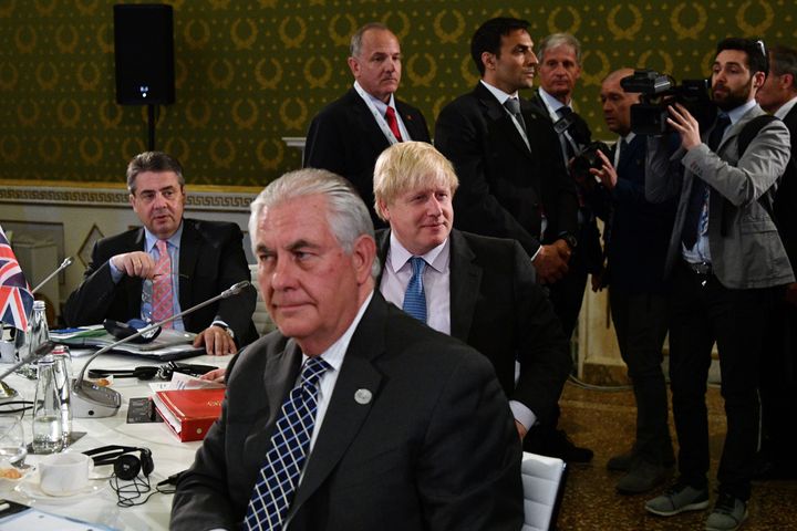 Johnson with his counterparts at the G7 summit in Italy on Tuesday