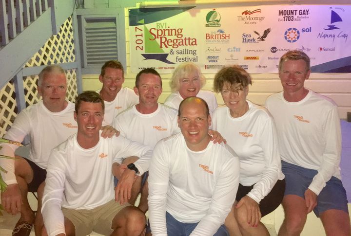 The Trekr Racing team at the 2017 BVI Spring Regatta. They are possibly the first all-LGBT team to race in a major regatta.