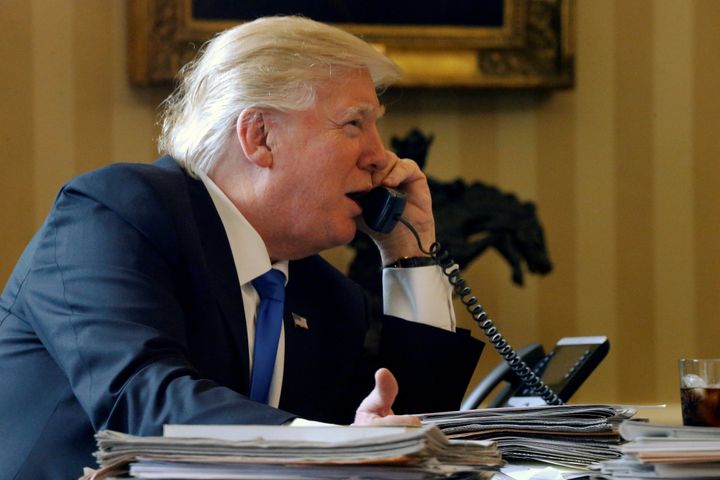 President Donald Trump speaks by phone with Russian President Vladimir Putin on Jan. 28.