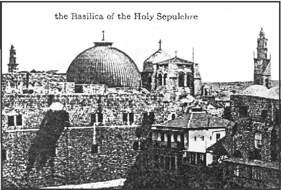 <strong>The Church of the Holy Sepulchre, the site in Jerusalem where Christians believe Jesus of Nazareth was crucified and