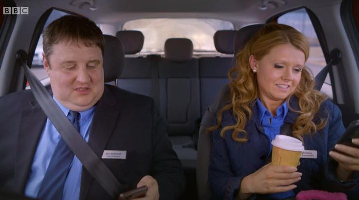 Peter Kay and Sian Gibson were both filmed looking at their phones, but Peter Kay's character was driving, which sparked some viewers' comments