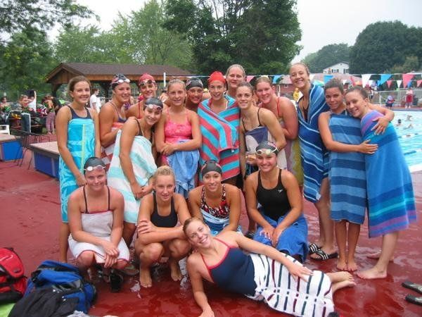 <p>The author, back row, second from left, was a competitive swimmer for 10 years.</p>