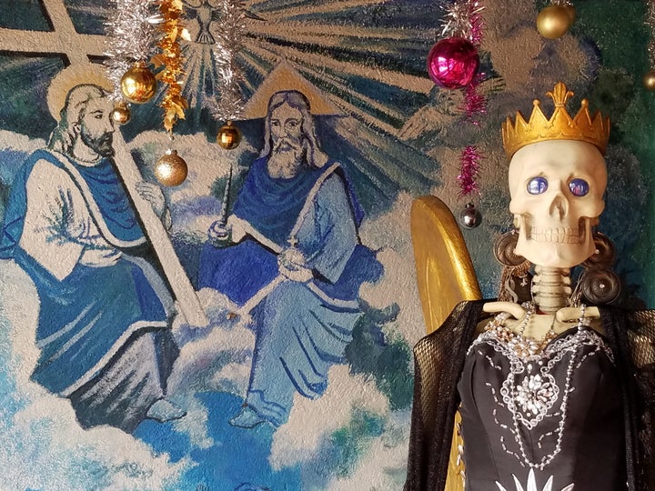 <p>Santa Muerte at a shrine in Santa Ana Chapitiro, Mexico</p>