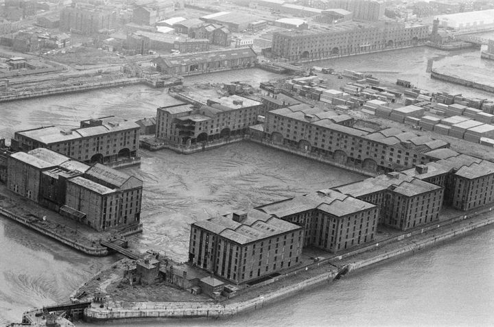 An aerial view of Albert Dock, featured on the front of Labour's new leaflet