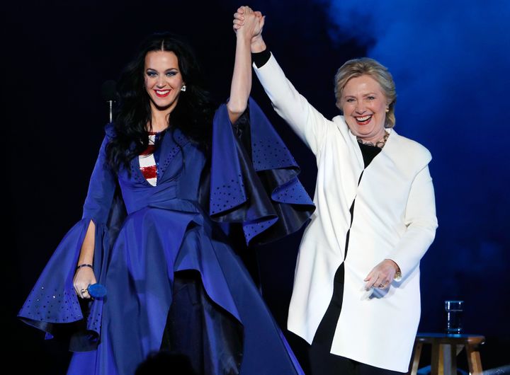 Katy Perry performs with Hillary Clinton at a rally in November. 
