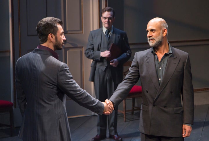 <p>Michael Aronov, Jefferson Mays and Anthony Azizi in <em>Oslo</em></p>
