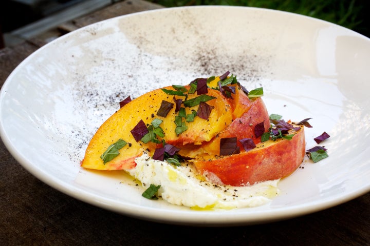 Summer peach salad with shiso from from Rose's Luxury in Washington, D.C.