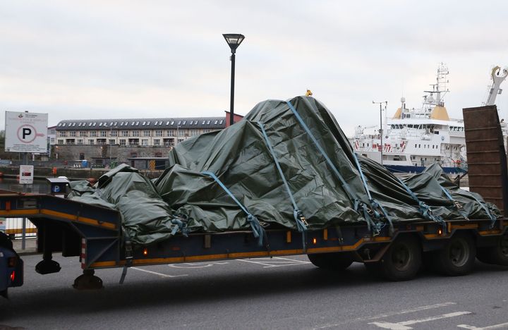 The wreckage of the Irish Coast Guard helicopter