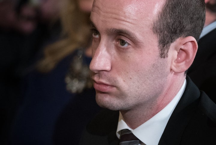 Senior adviser to the president Stephen Miller attends a joint press conference by President Donald Trump and Canadian Prime Minister Justin Trudeau on Feb. 13. He is now working with Ivanka Trump on women's issues, Politico reports.