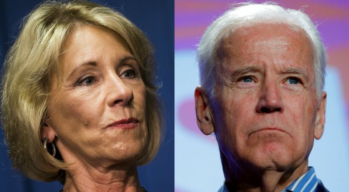 Current Secretary of Education Betsy DeVos and former Vice President Joe Biden. 