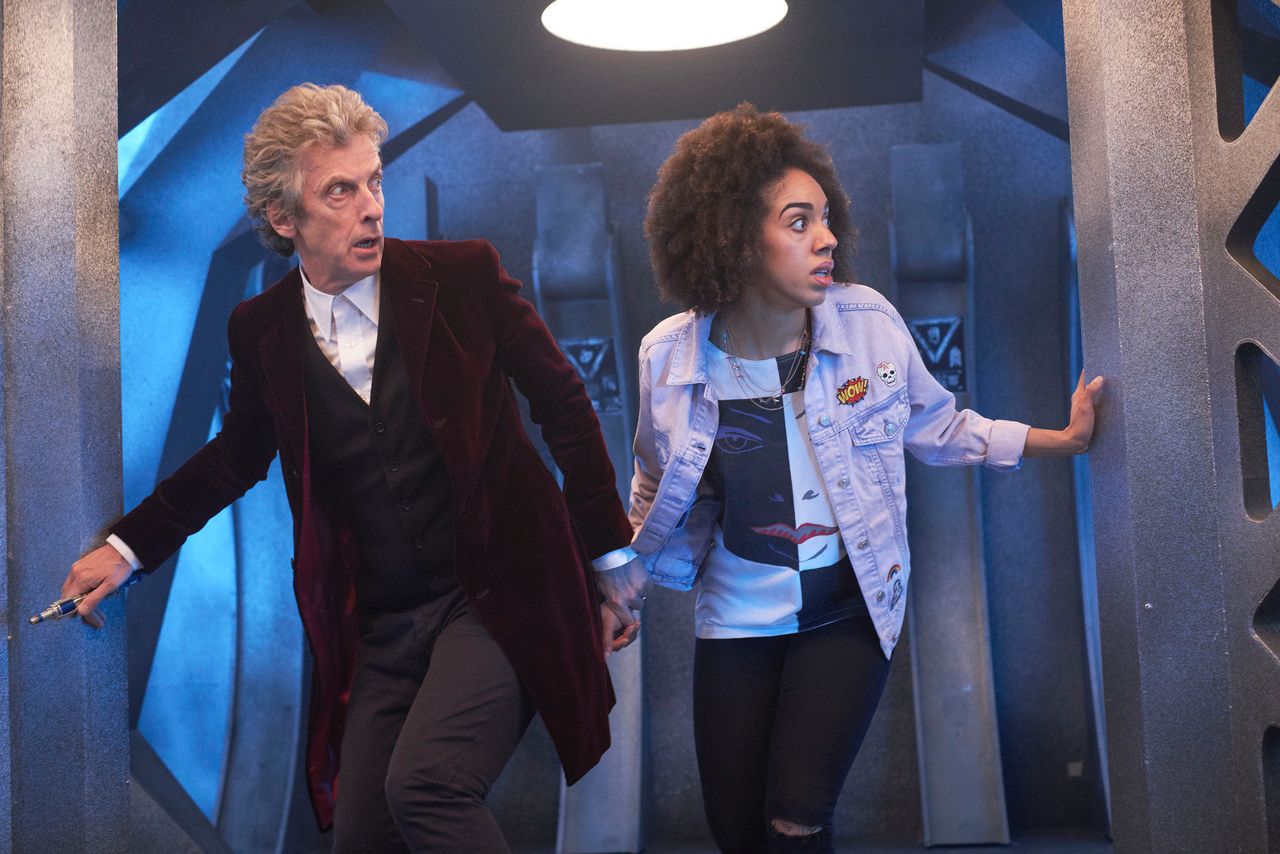 The Doctor (Peter Capaldi) and Bill Potts (Pearl Mackie) in "Doctor Who" Season 10.