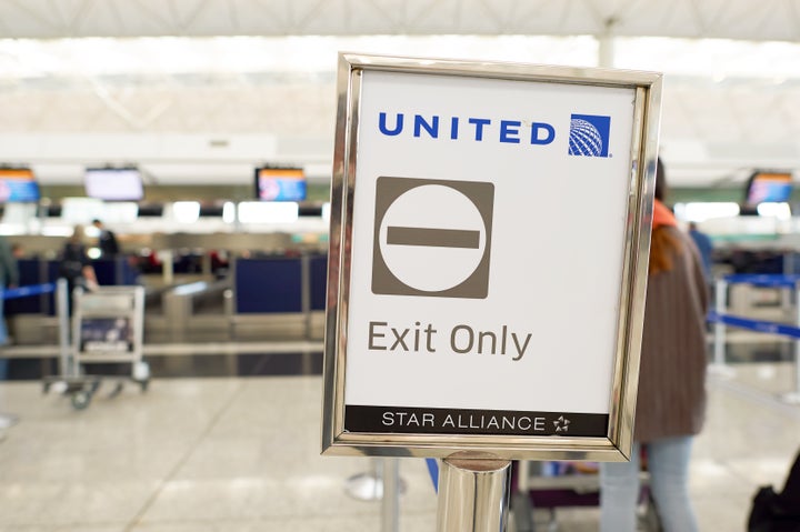 HONG KONG - NOVEMBER 03, 2015: United check-in counters at Hong Kong Airport.