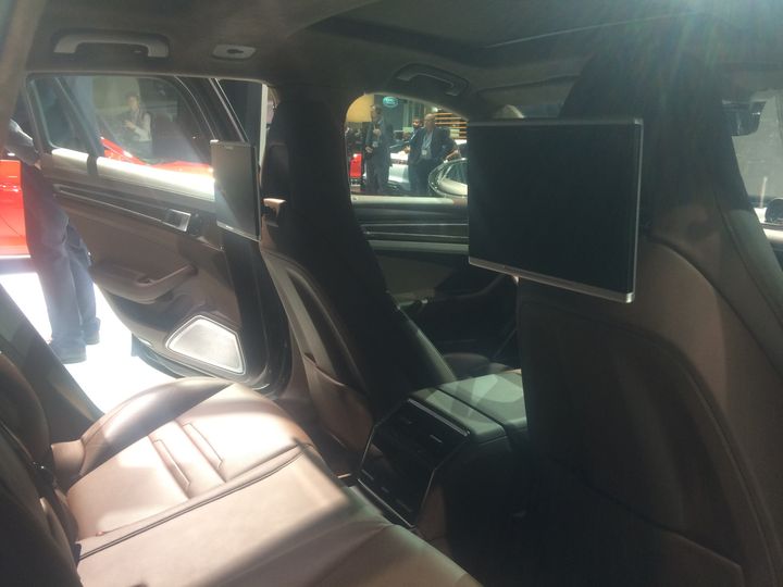 The Panorama wagon’s rear seat infotainment screens, now ubiquitous in the lux segment. photo: Shane Kite
