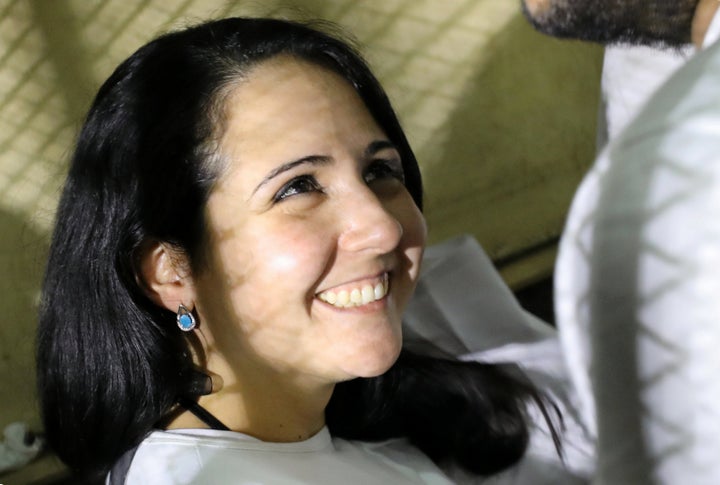 Aya Hijazi in a holding cell in Cairo, Egypt.