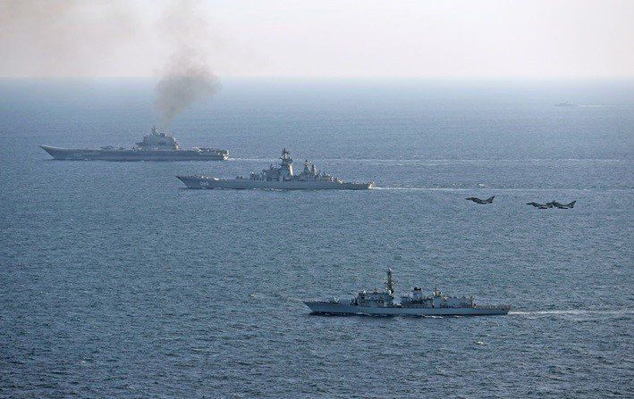 British Royal Navy and Air Force were deployed to escort Russian warships in January (archive photo)