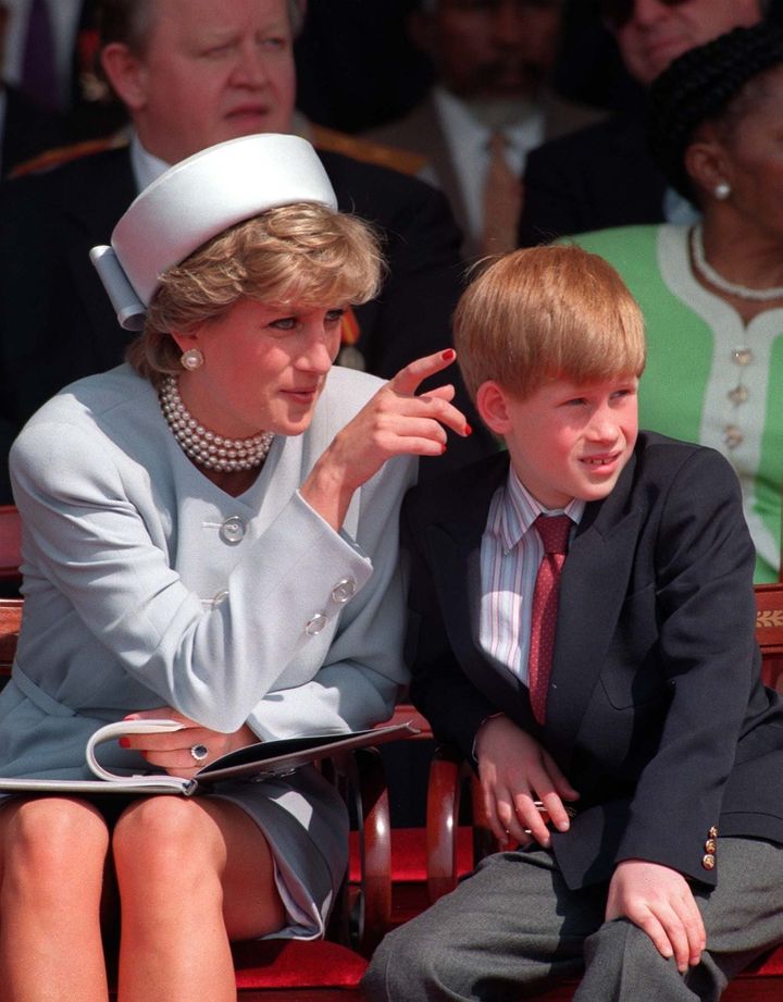 Prince Harry with his mother.