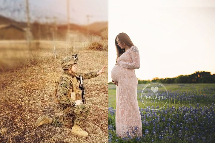 Photographer Traci Fugitt found a way to incorporate one expectant mother's deployed husband into her maternity shoot.