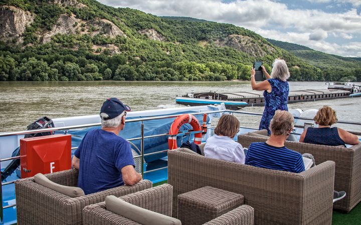 River banks and barges, castles and churches, meadows and marshes, all are photo opportunities for passengers on the Scenic Pearl’s eight-day romantic Danube River Cruise. Seen here, the countryside at mid-day, in Austria. 