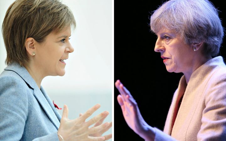 Nicola Sturgeon and Theresa May are engaged in a stand-off about a second Scottish independence referendum (file photo)