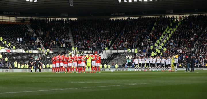 Thousands of football fans commemorated Bladon ahead of a football match between Derby County and Huddersfield Town 