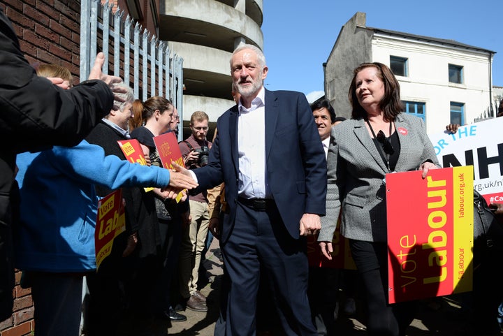 Jeremy Corbyn on the stump after the PM's announcement.