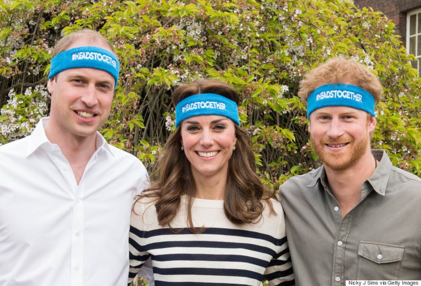 Prince Charles (left) with wife Kate Middleton (center) and younger brother Prince Harry, together promoting their organizati