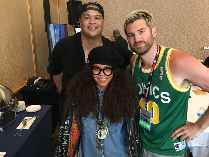 Co-creators Josiah Johnson and Quinn Hawking with Music Supervisor Erykah Badu at Comic-Con 2016