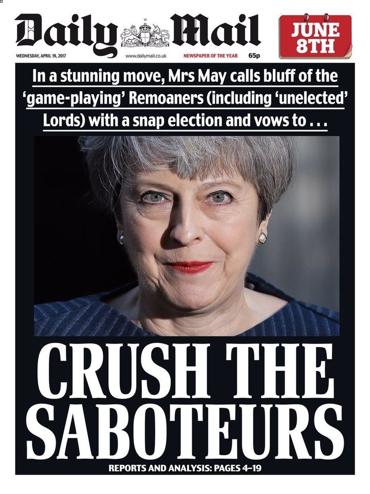 The Daily Mail's front page on Wednesday