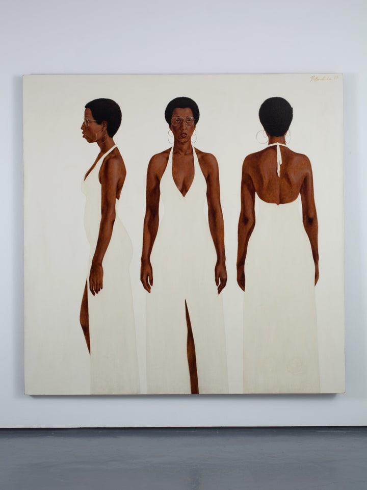 Barkley L. Hendricks, "October's Gone... Goodnight," 1973, oil and acrylic on linen canvas, 72 x 72 inches.