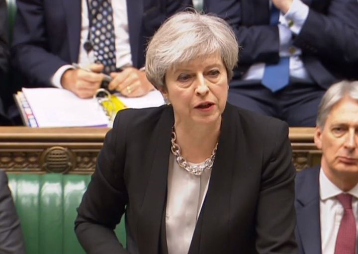 Theresa May during Prime Minister's Questions on Wednesday, before she asked MPs to vote for her snap election