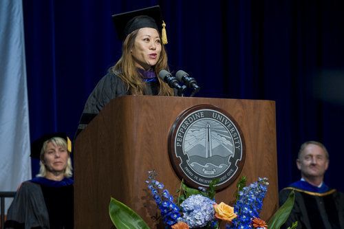 Receiving the Distinguished Alumnus Award at the Graziadio School of Business and Management graduation ceremony at Pepperdine University in 2009.