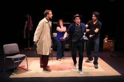 Cassidy Jamahl Brown, Patricia Austin, Alan Coyne, and Damien Seperi in a scene from Autobiography of a Terrorist 