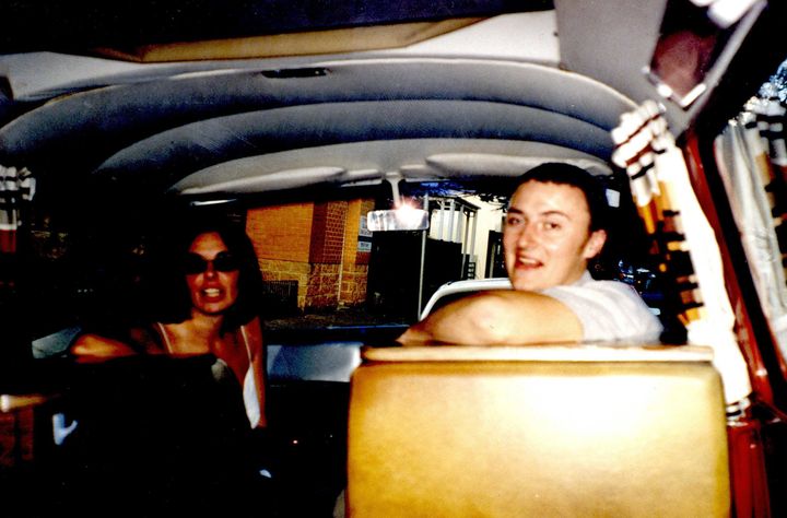 Peter Falconio and his girlfriend Joanne Lees in the back of their camper van