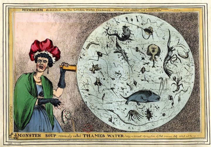 A satirical interpretation of Thames pollution during the early 19th century.