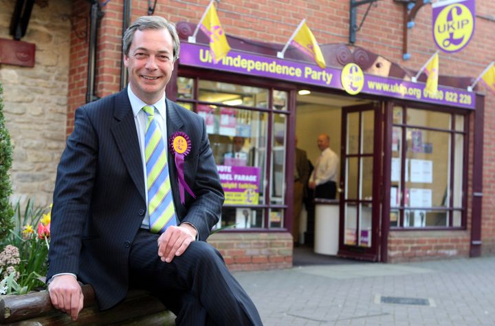 <strong>Nigel Farage outside the party's office in the Buckinghamshire market town</strong>