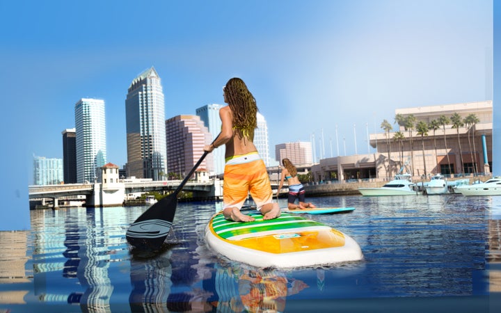 Paddleboarding in Downtown Tampa.