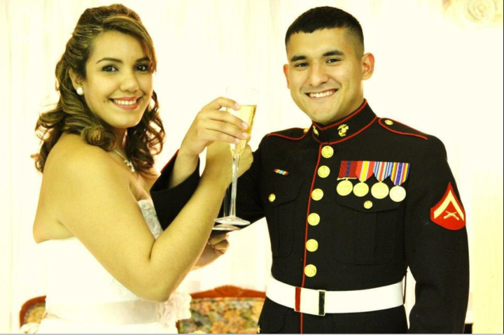 Rebecca and Frankie on their wedding day in November 2012.