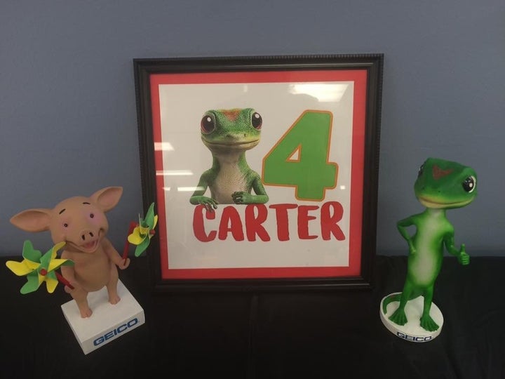 Carter rang in his fourth birthday with a Geico-themed party.